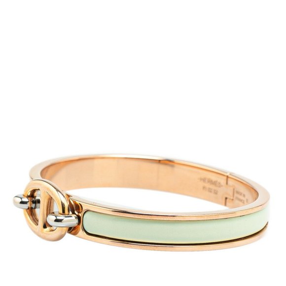 Hermes Mini Click Chaine d'Ancre Bangle Gold Blue Polaire Plated Women's HERMES - Picture 2 of 6